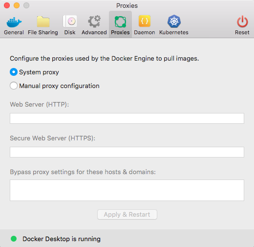 Proxies settings